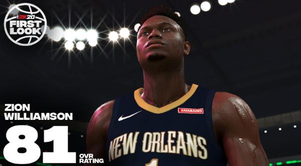 《NBA 2K》游戏加入Zion Williamson，评比最高的新秀