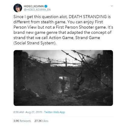 《死亡搁浅》确认有第一人称视角！小岛秀夫强调其特殊的游戏类型