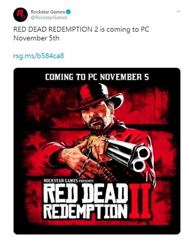 荒野大镖客2确定在11月推出PC版版本