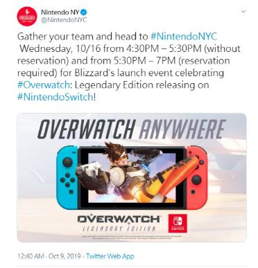 暴雪临时取消《守望先锋》Nintendo Switch 版本的发售活动