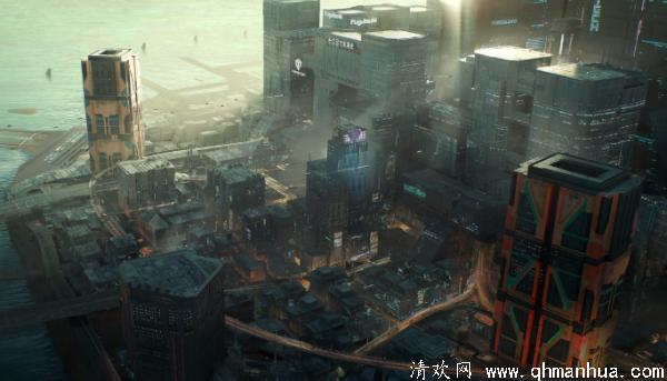 赛博朋克2077黑伍德美术概念图，人口最密集的地区